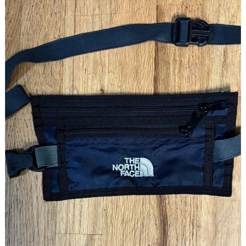 VINTAGE North Face Flat Black Money Running Waist Travel Belt Mesh Back